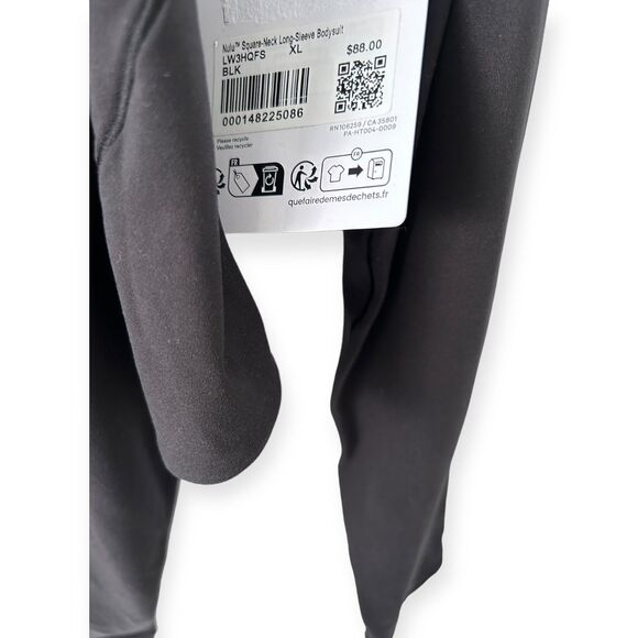 Wundermost Ultra-Soft Nulu Square-Neck Long-Sleeve Bodysuit XL BLACK NWT - Picture 12 of 12